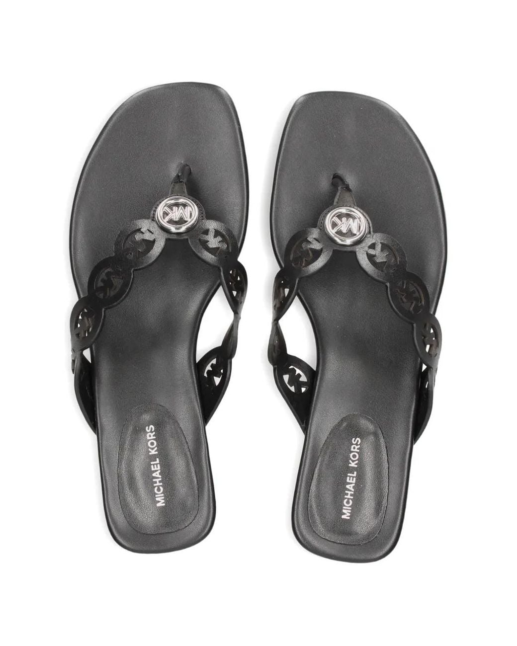 MICHAEL Michael Kors White Logo-Cutout Kitten-Heel Sandals