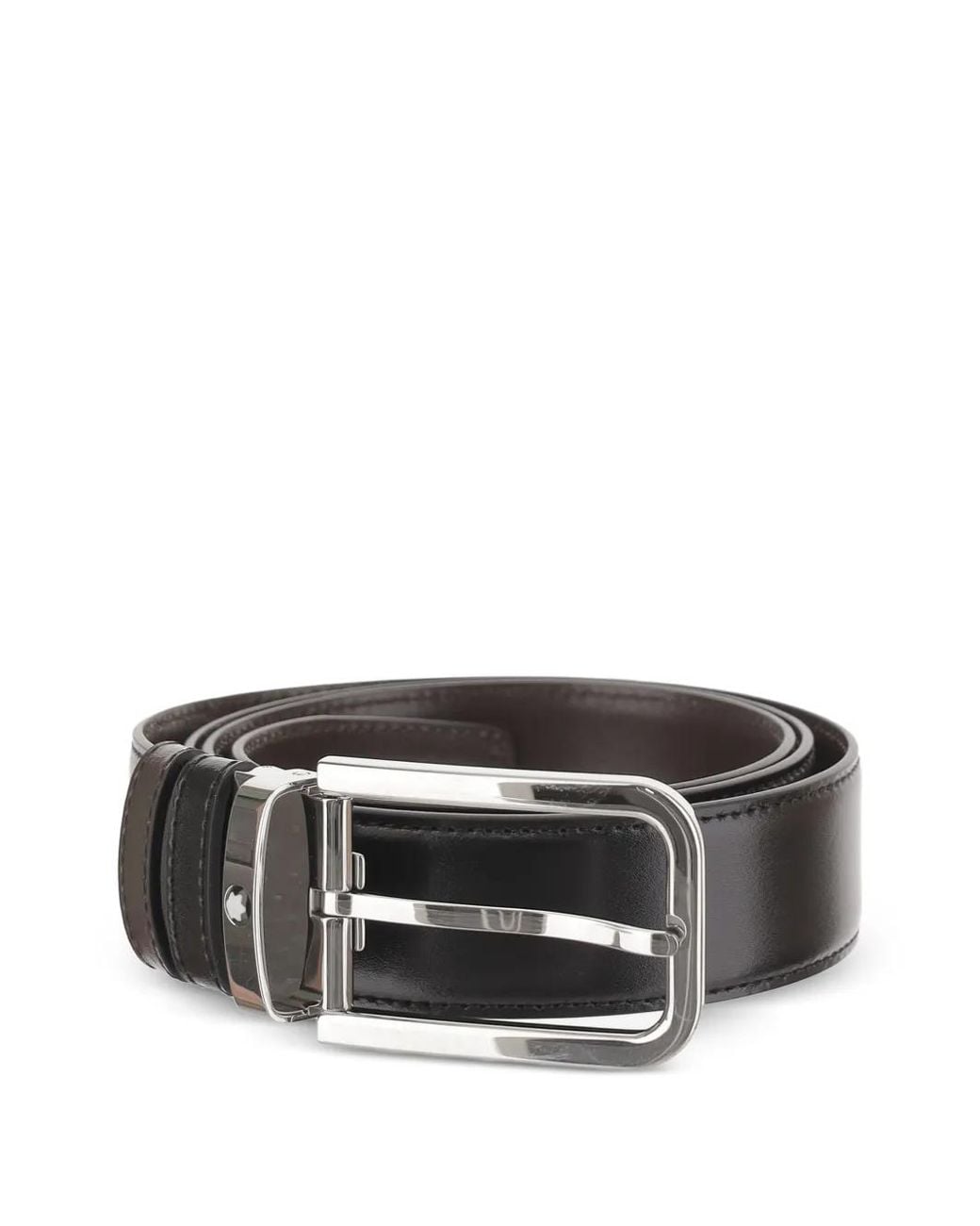 Montblanc Black Reversible Logo-Plaque Belt for men