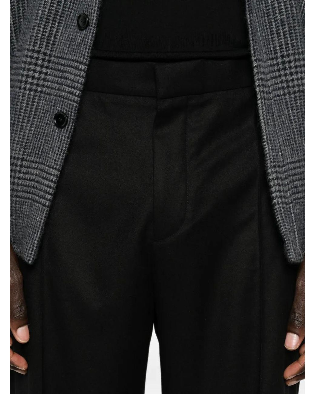Zegna Black Mélange Wool Silk And Cashmere Trousers for men