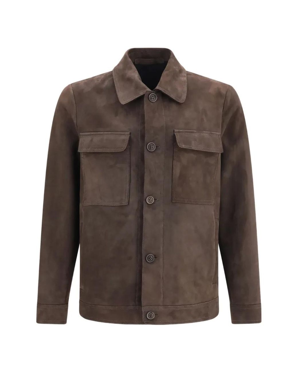 Salvatore Santoro Brown Button-Up Suede Jacket for men