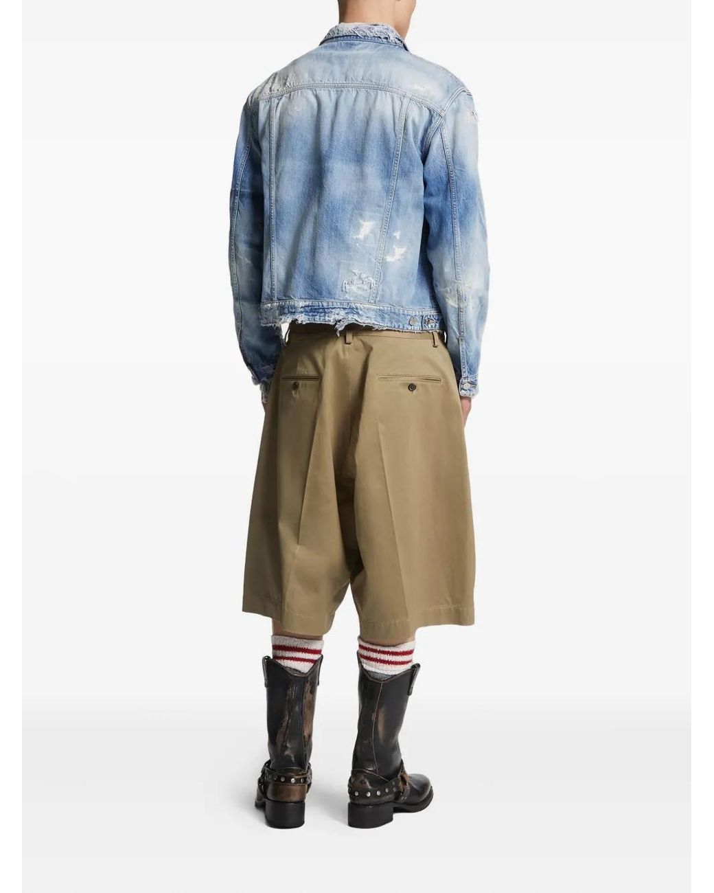 DSquared² Natural Chic Pleated Cotton Shorts for men