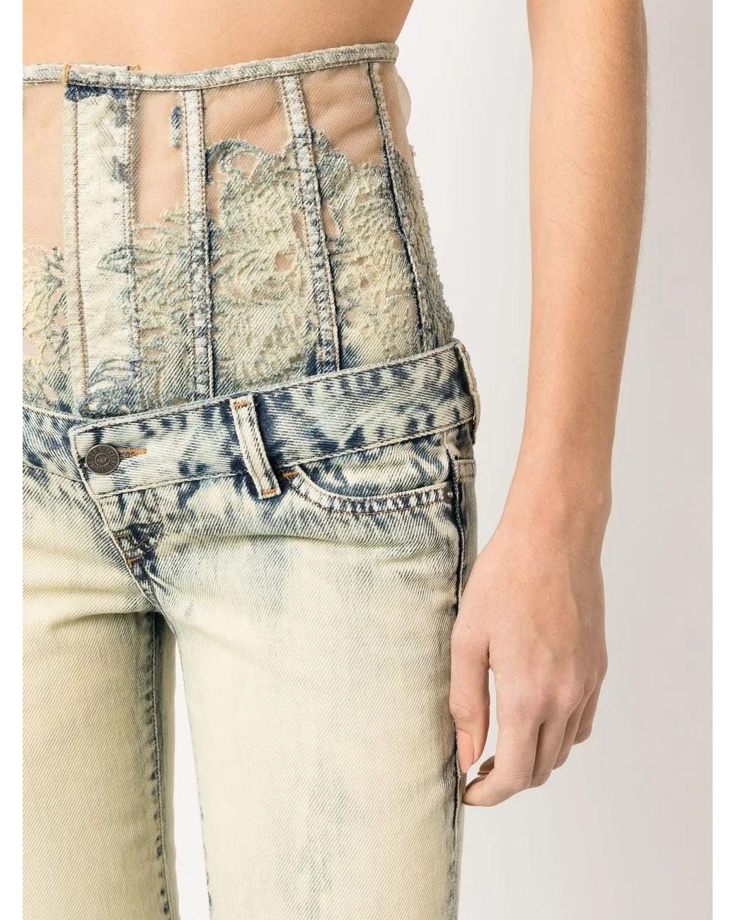DIESEL Natural Lace-High-Waist Flared Jeans