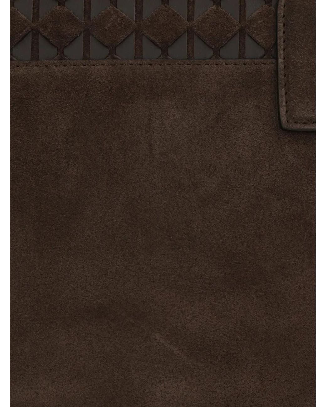 Serapian Brown Large Mosaico Suede Tote Bag