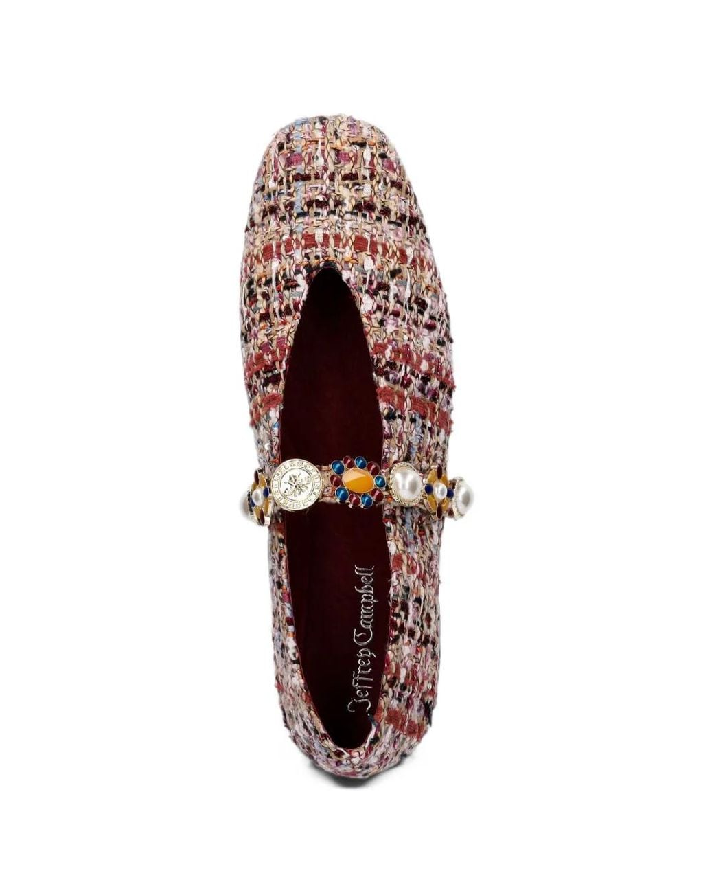 Jeffrey Campbell Pink Amarissa-2 Embellished Tweed Ballet Flats