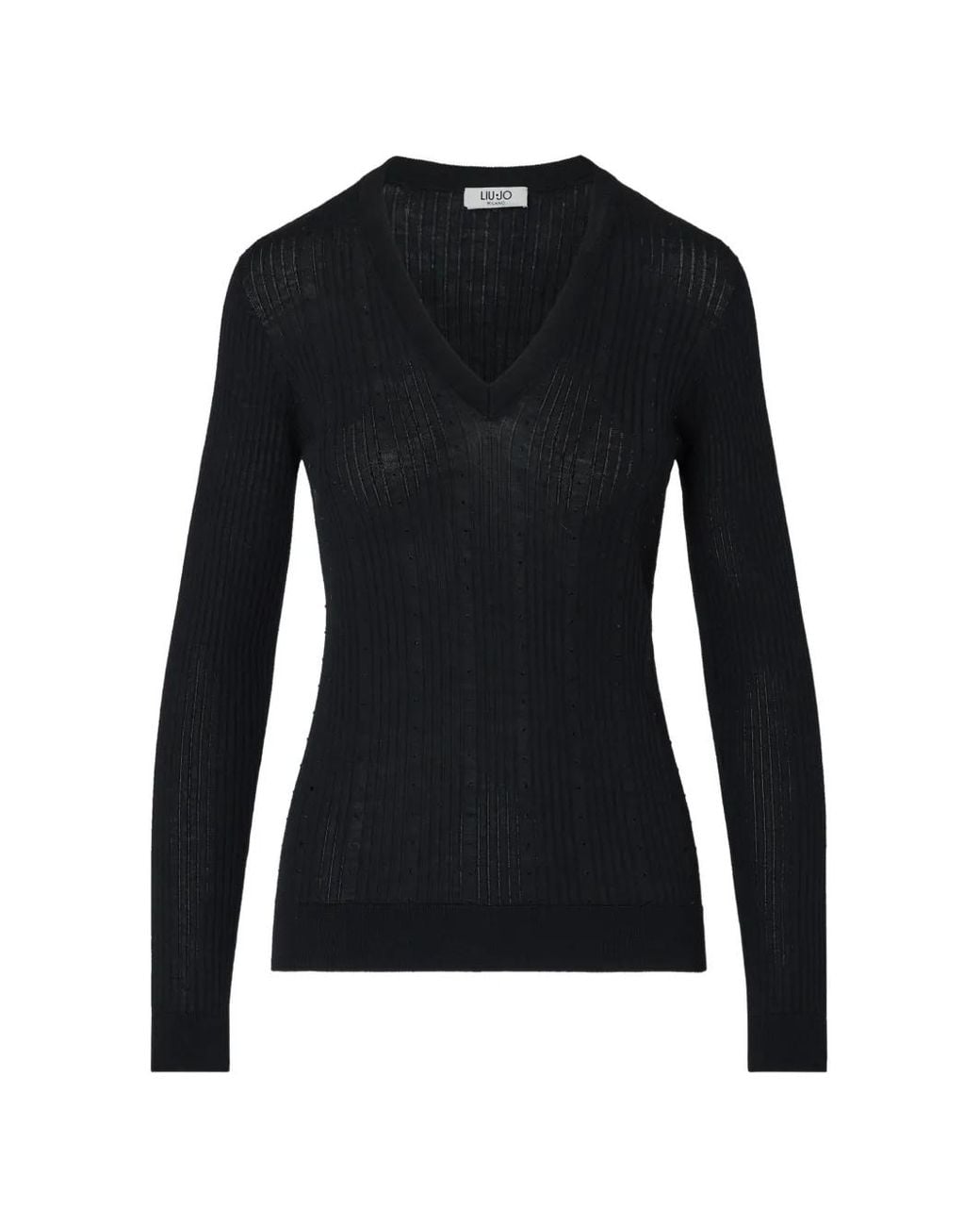 Liu Jo Black Wool Sweater With V-Neck