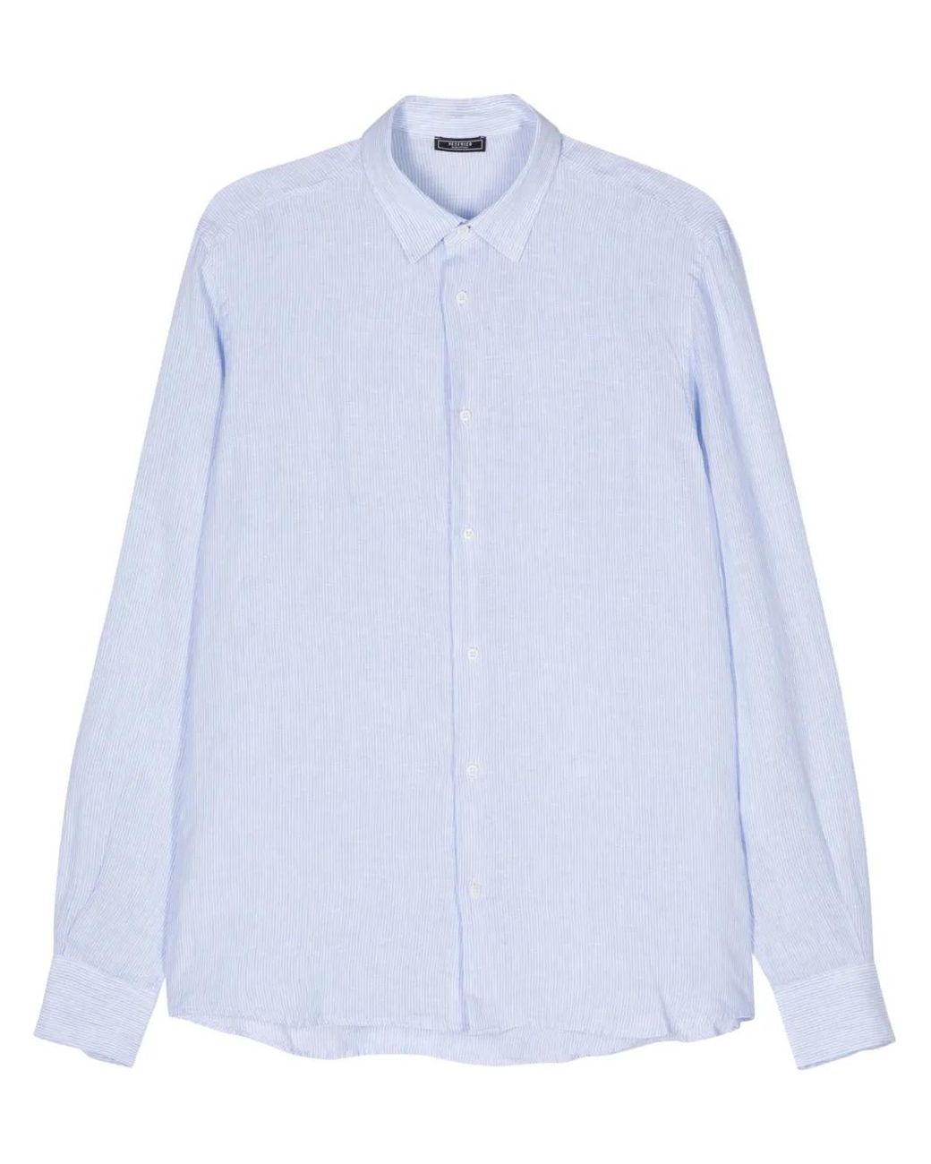 Peserico Blue Striped Linen Shirt for men