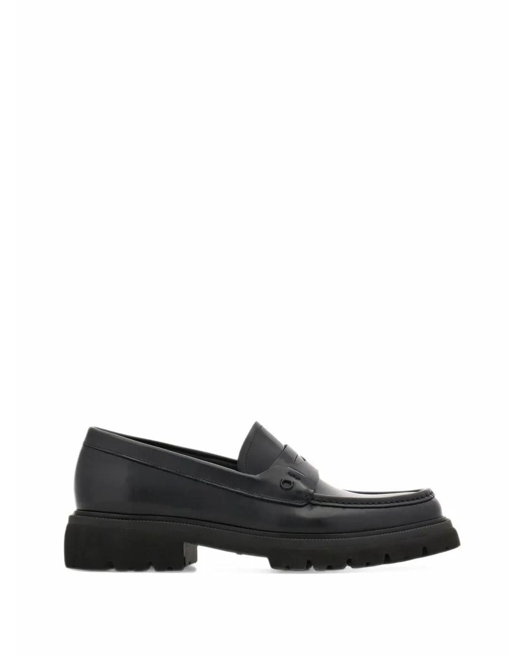 Ferragamo Black Penny Loafer With Chunky Tread for men