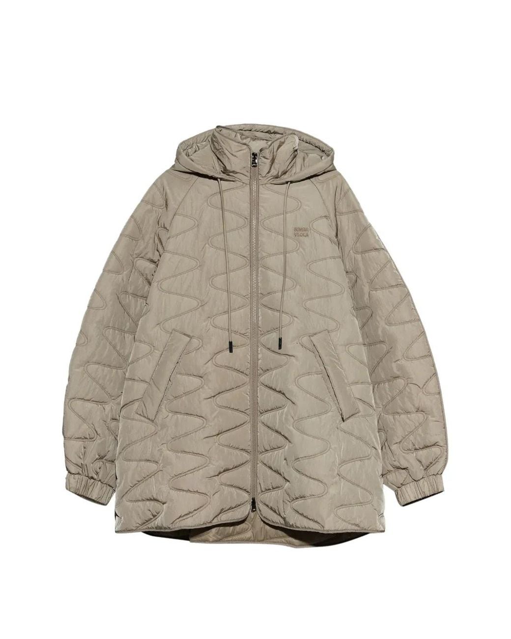 Bimba Y Lola Natural Light-Mint Padded A-Line Trench Coat