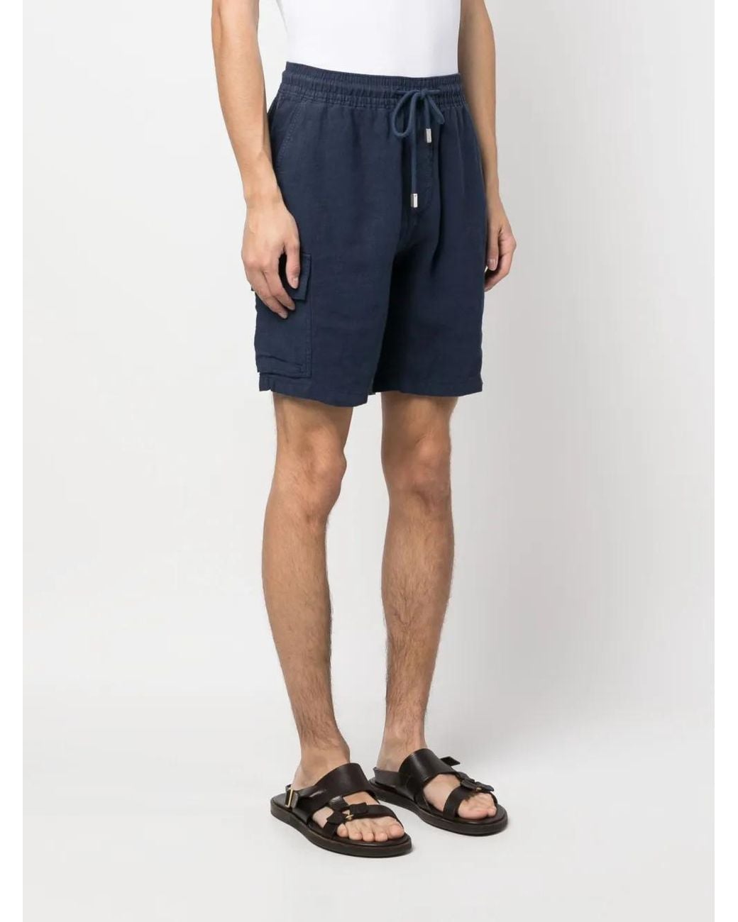 Vilebrequin Blue Linen Cargo Shorts for men
