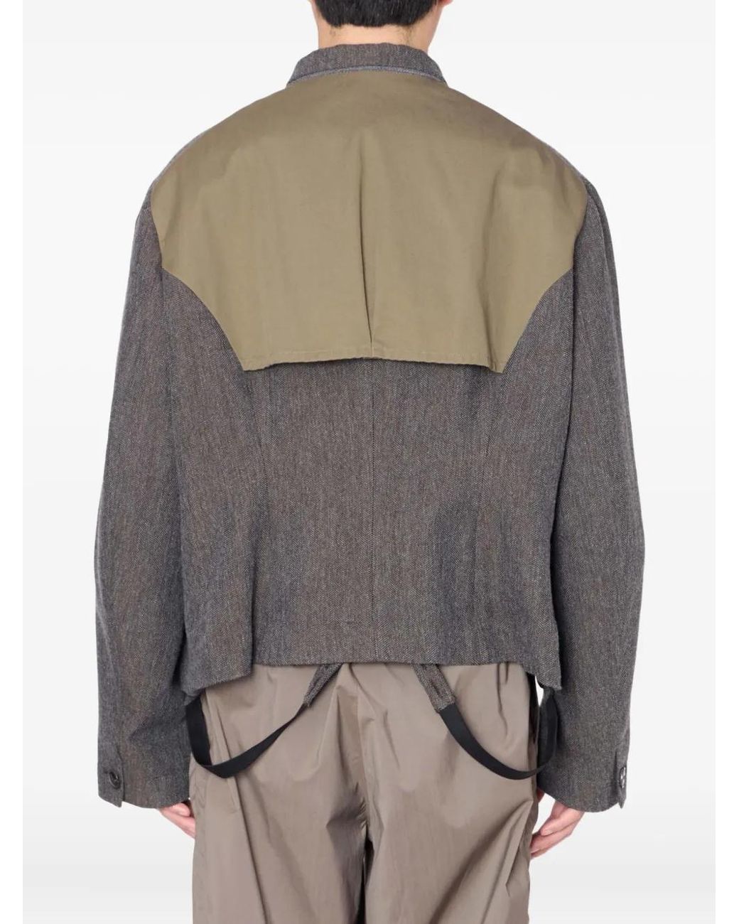 Kolor Gray Herringbone Panelled Jacket for men