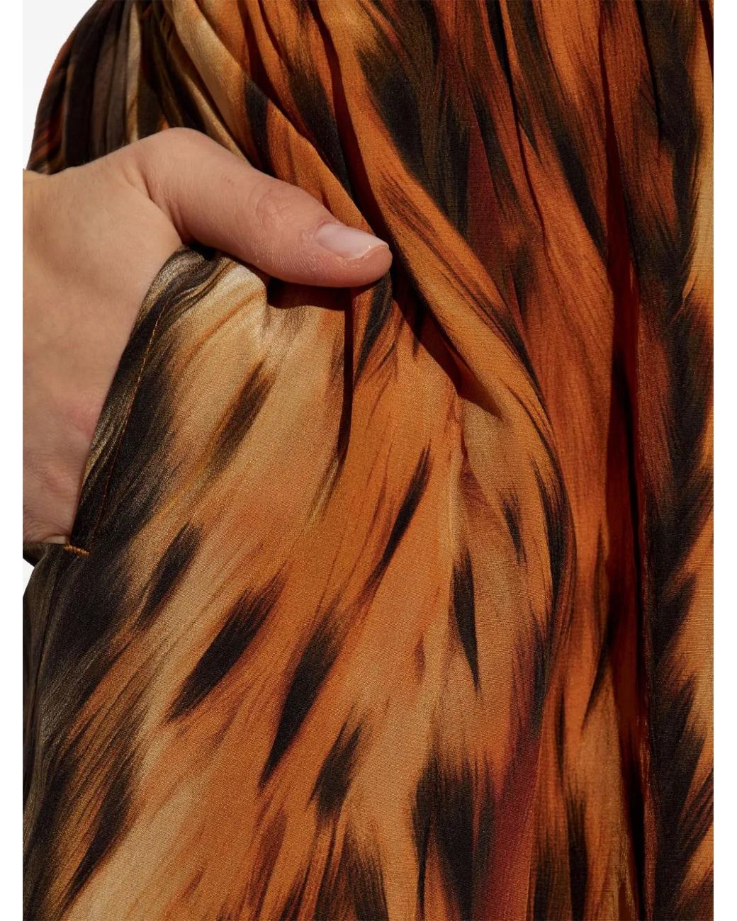 Balenciaga Orange Ai-Printed Silk Crepe Wide-Leg Pants