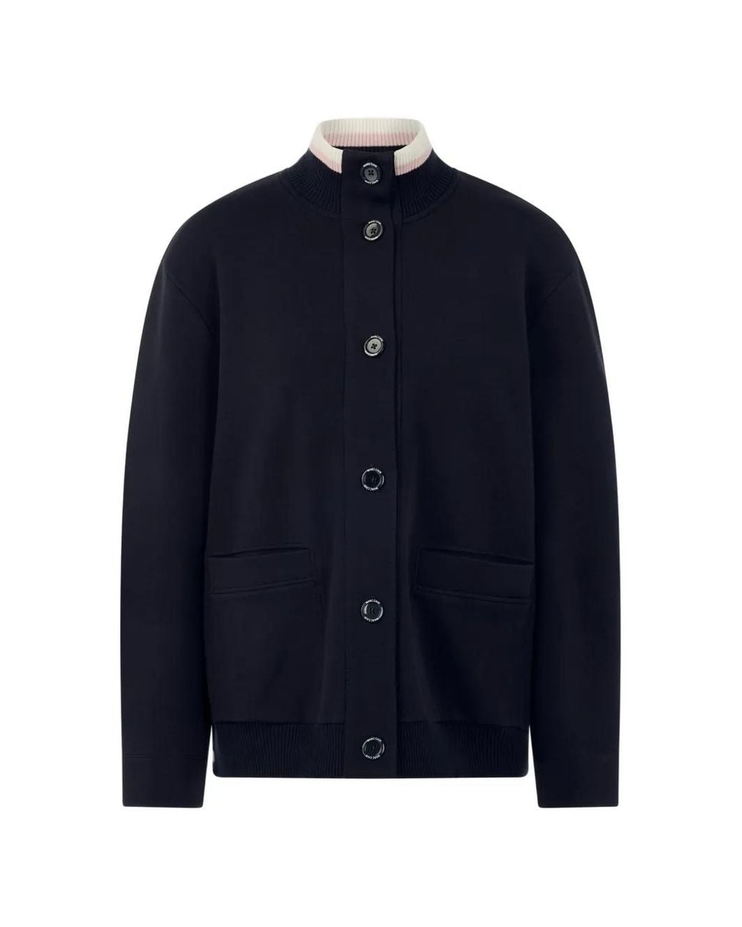 Marc Cain Blue Ribbed-Trim Button-Up Cardigan