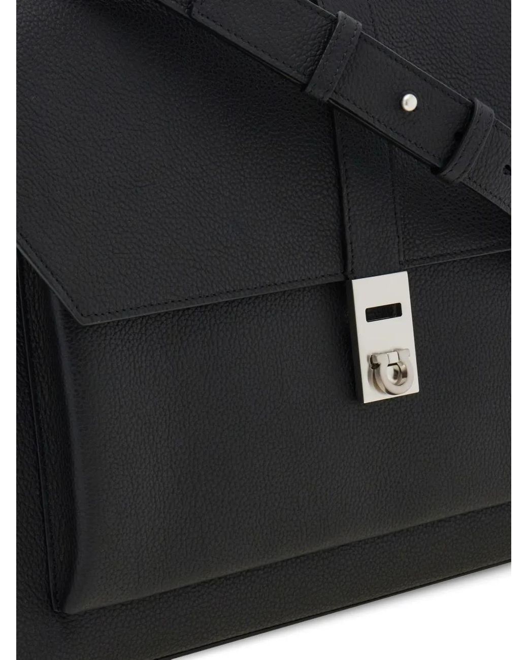 Ferragamo Black Hug Buckle Briefcase for men