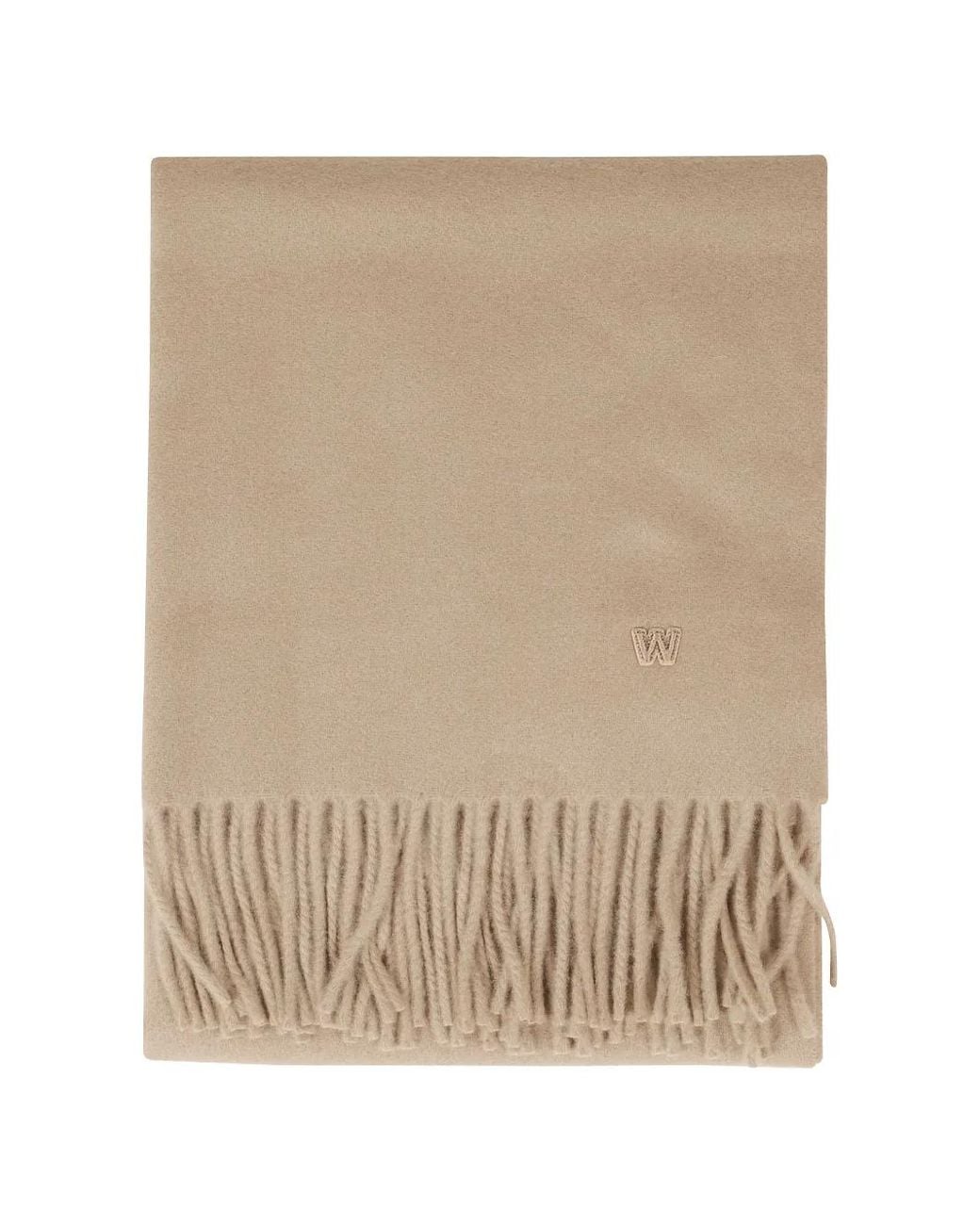 Weekend by Maxmara Natural Fringed-Hem Logo-Embroidered Scarf