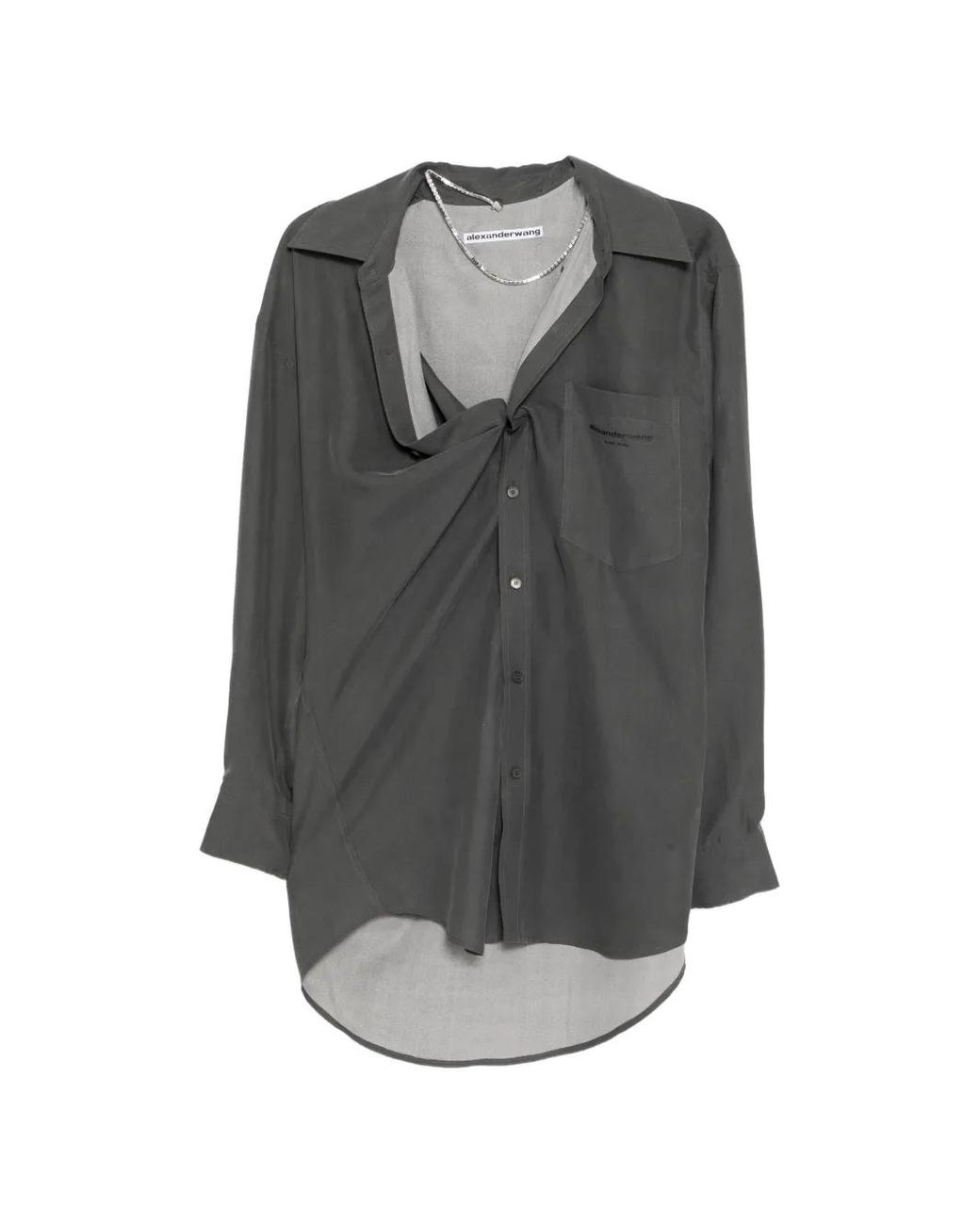 Alexander Wang Gray Logo-Print Shirt Dress