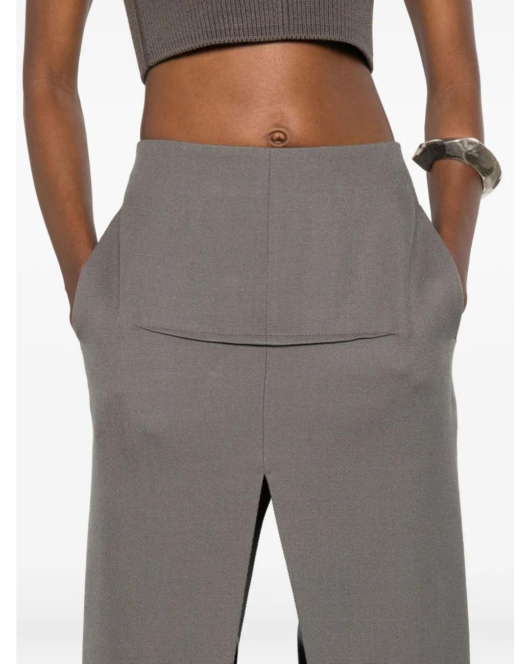 Rick Owens Gray Double-Slit Maxi Skirt