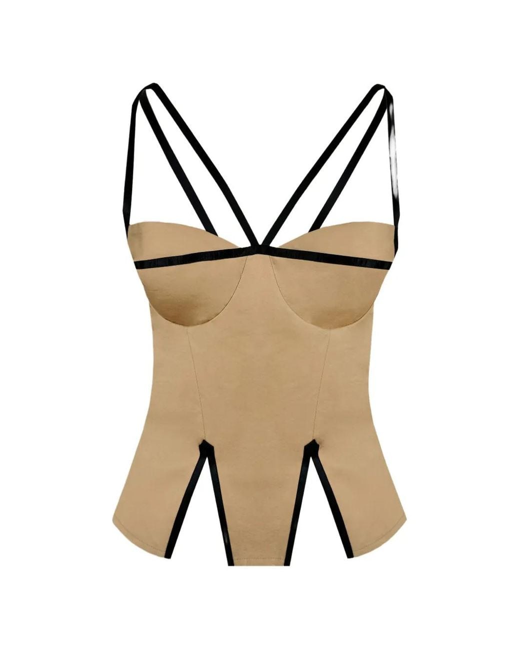 Contessa Mills Natural Madeleine Contrast-Trim Top