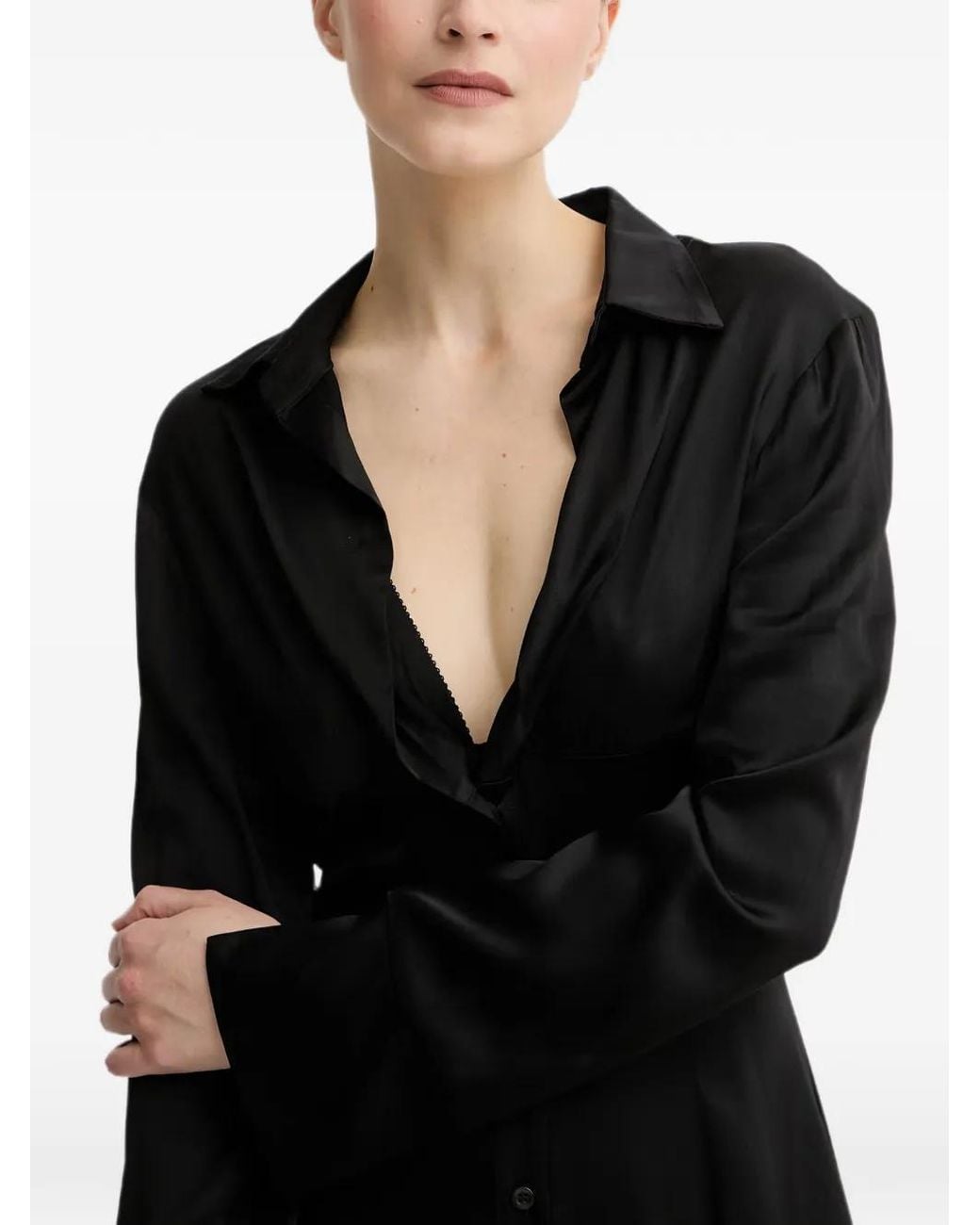 Silvian Heach Button-Down Blouse in het Black