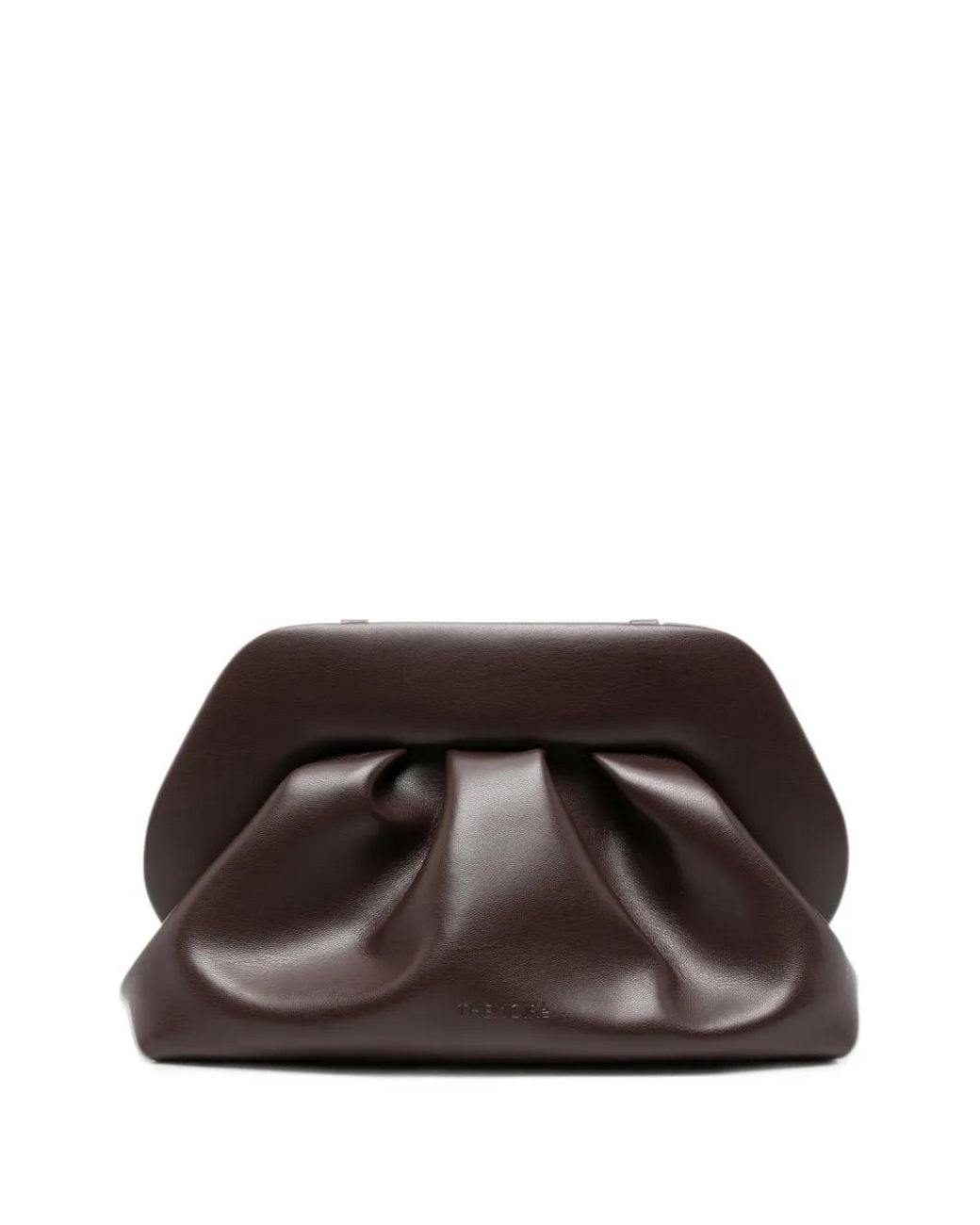 THEMOIRÈ Brown Medium Bios Ruched Clutch Bag