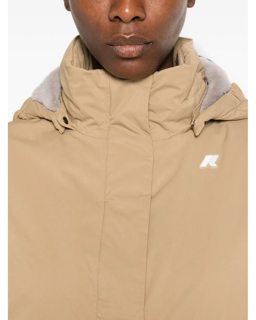 K-Way Natural Veste À Capuche Marlette À Patch Logo