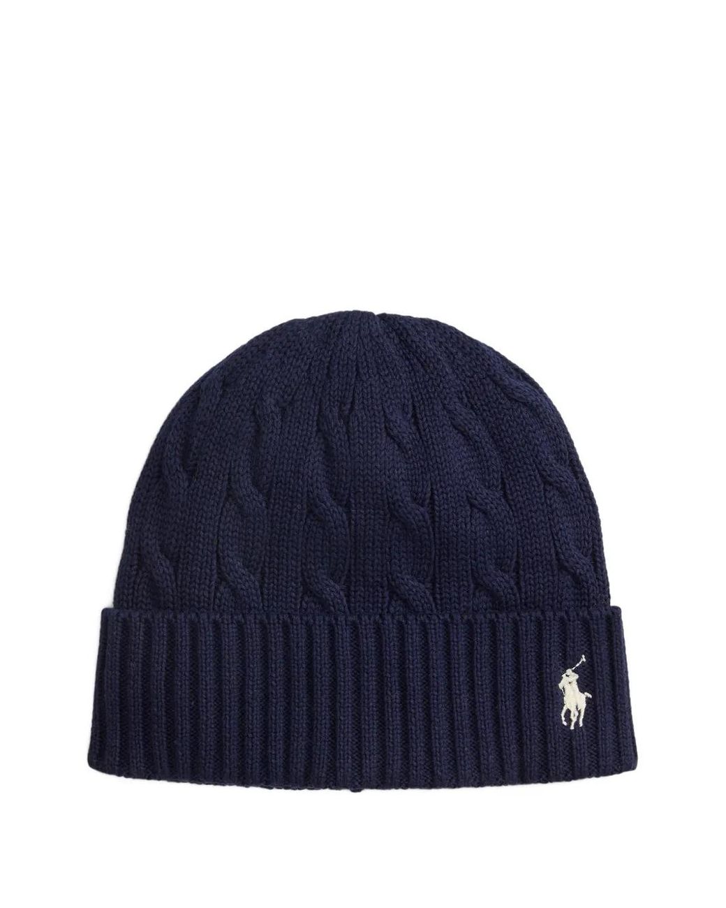 Polo Ralph Lauren Blue Cable-Knit Beanie Hat