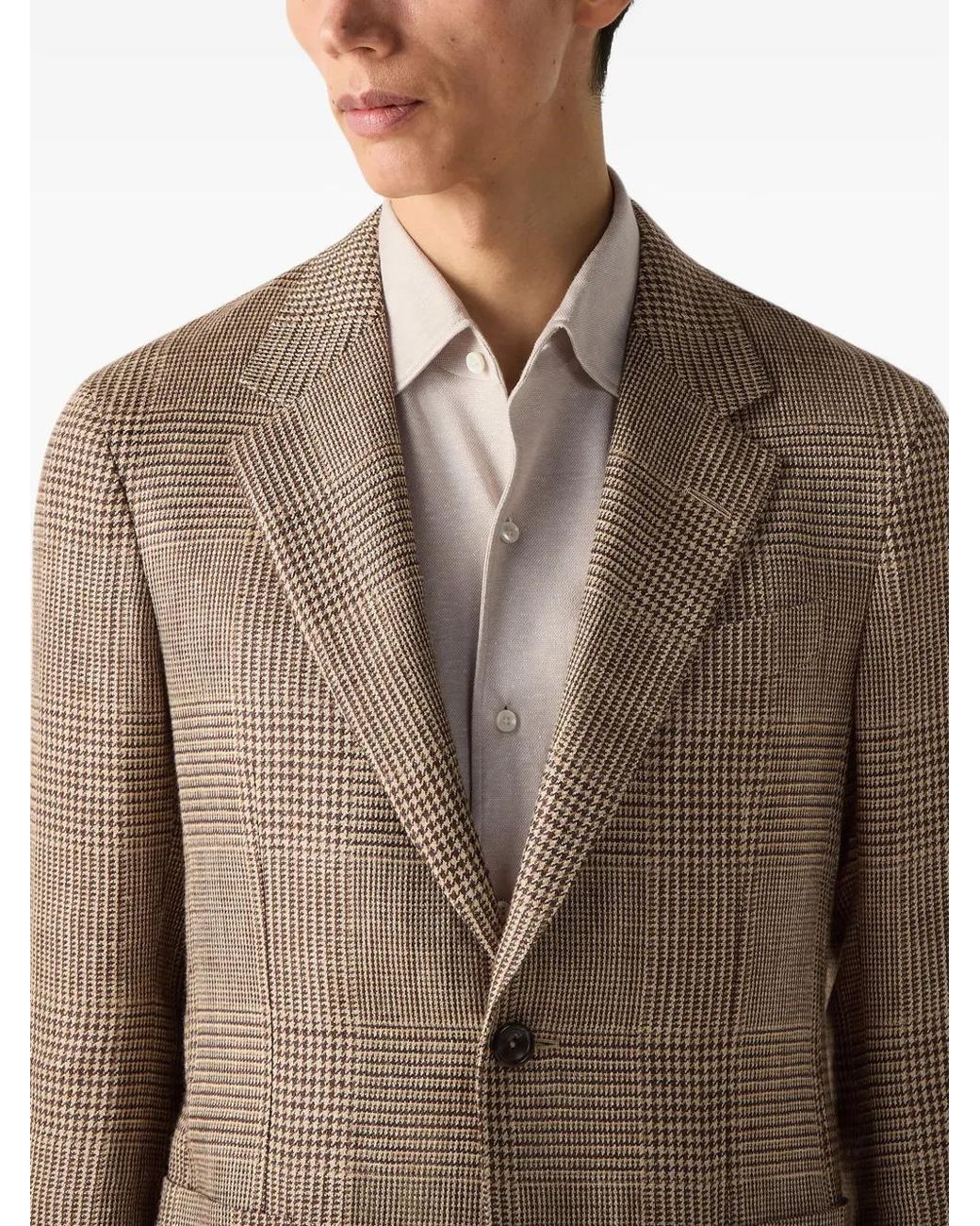Zegna Brown Checked-Pattern Blazer for men