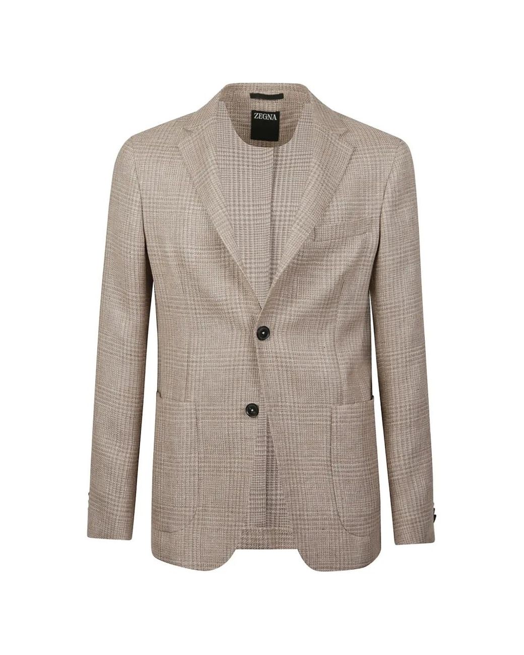 Zegna Gray Check Wool Jacket for men