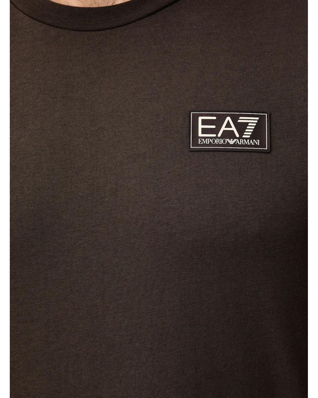 EA7 Black Logo-Patch T-Shirt for men