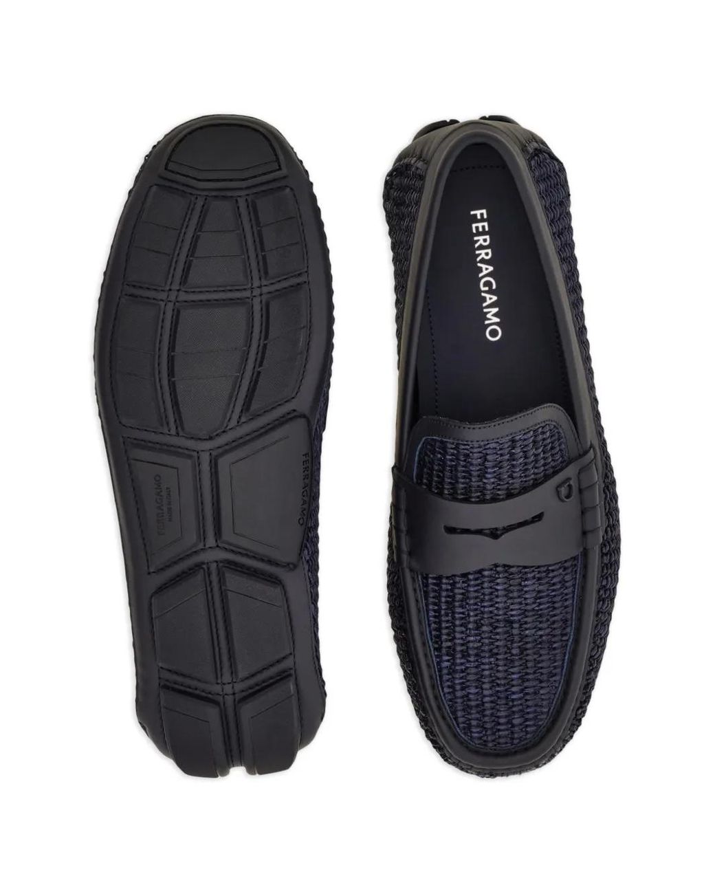 Ferragamo Blue Penny Driver Loafers for men