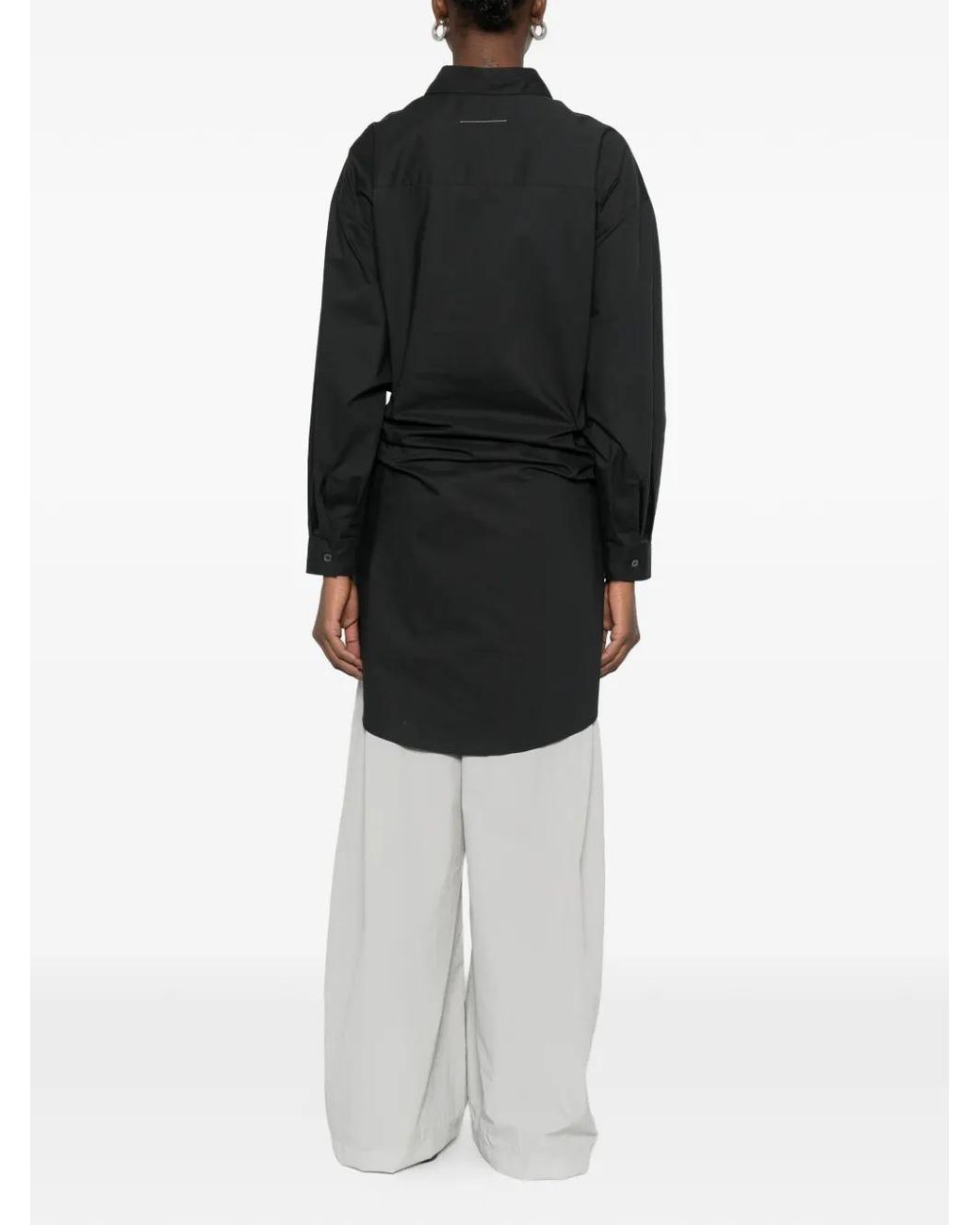 MM6 by Maison Margiela Black Striped-Sleeves Shirt