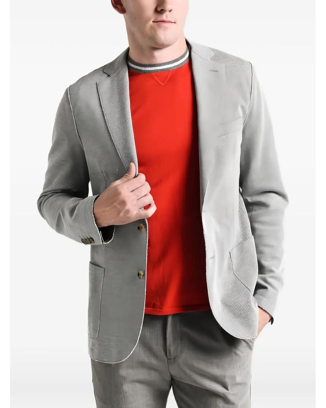 Eleventy Gray Tailored Wool Blazer for men
