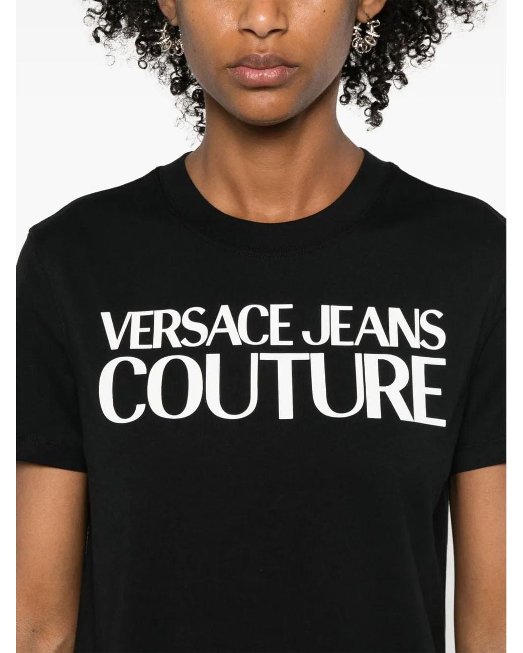 Versace Jeans Couture Black Rubberised-Logo Cotton T-Shirt