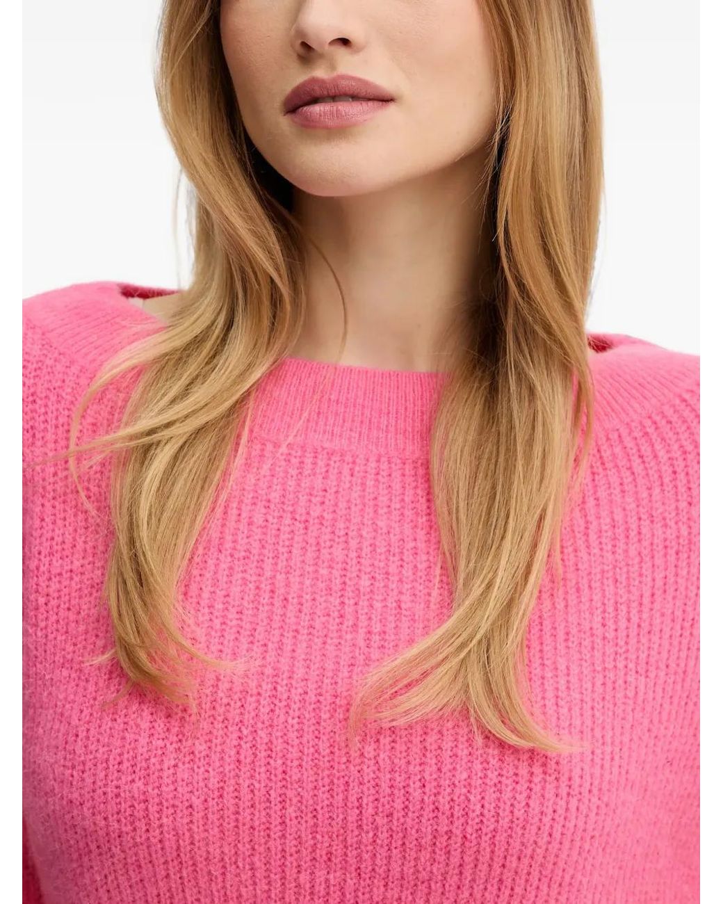 Round-Neck Sweater Morgan de color Pink