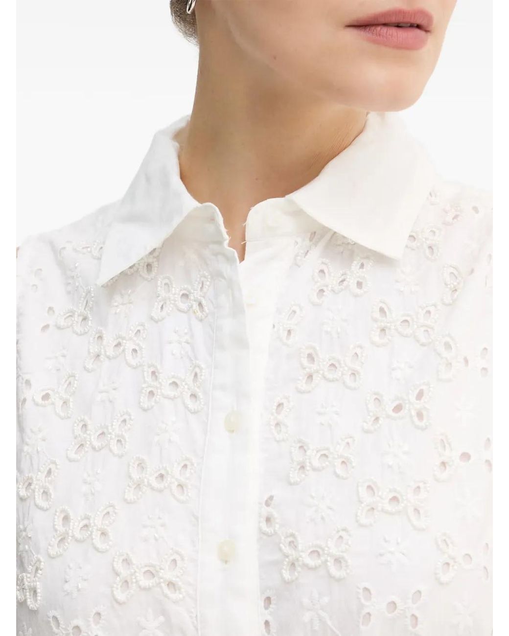 Lola Casademunt White Mini Broderie-Anglaise Tiered Dress