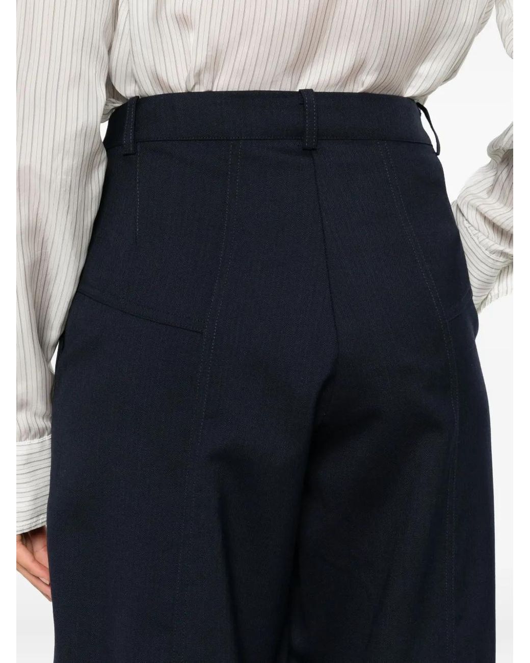 Pinko Broek Met Knoopsluiting En Vlakken in het Blue