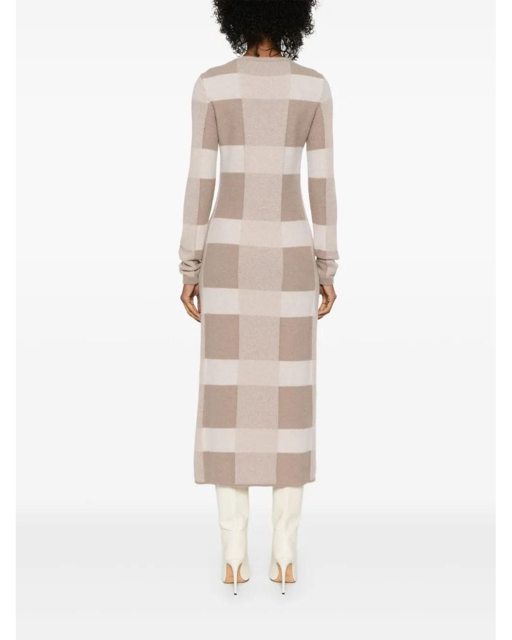 Emporio Armani Natural Checked Midi Dress