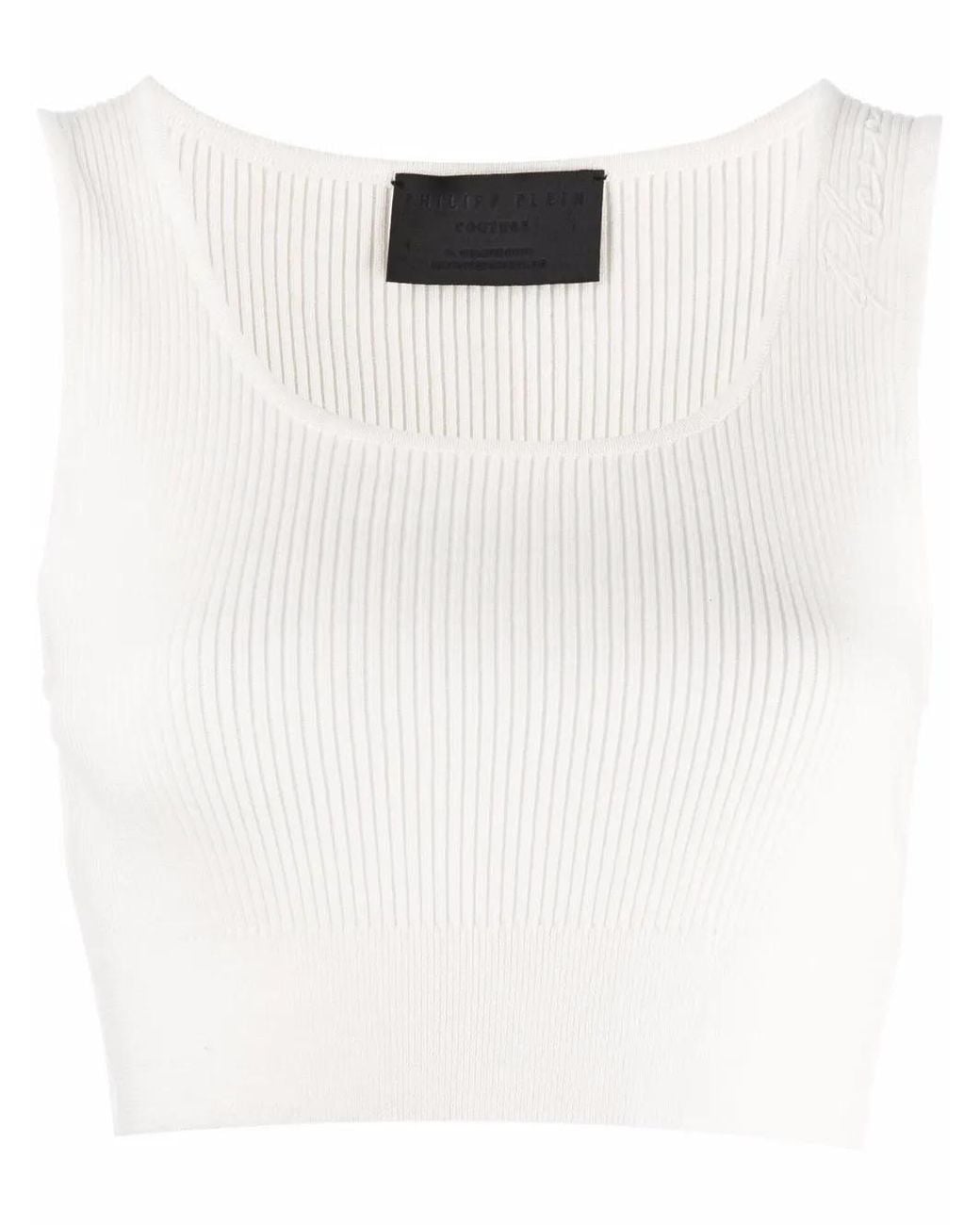 Philipp Plein Multicolor Signature Wool Cropped Top