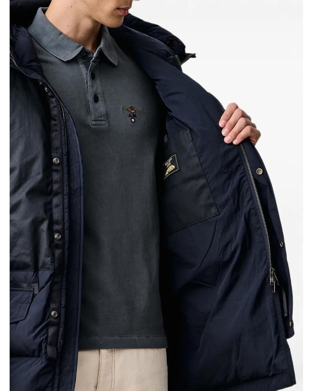 Aeronautica Militare Blue Doudoune À Capuche for men