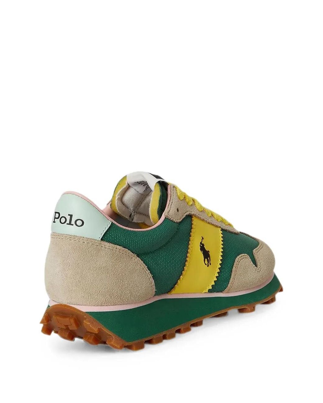 Polo Ralph Lauren Green Prl Trail125 Logo-Patch Panelled Sneakers