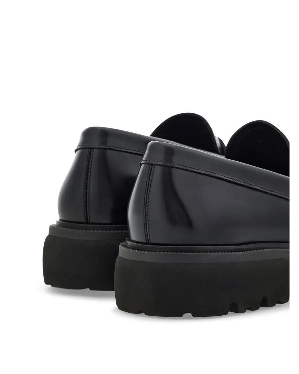 Ferragamo Black Penny Loafer With Chunky Tread for men