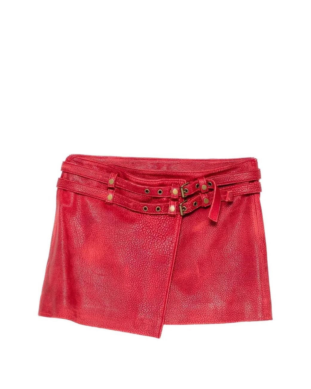 Cynthia Rowley Red Jupe Portefeuille Winona En Cuir