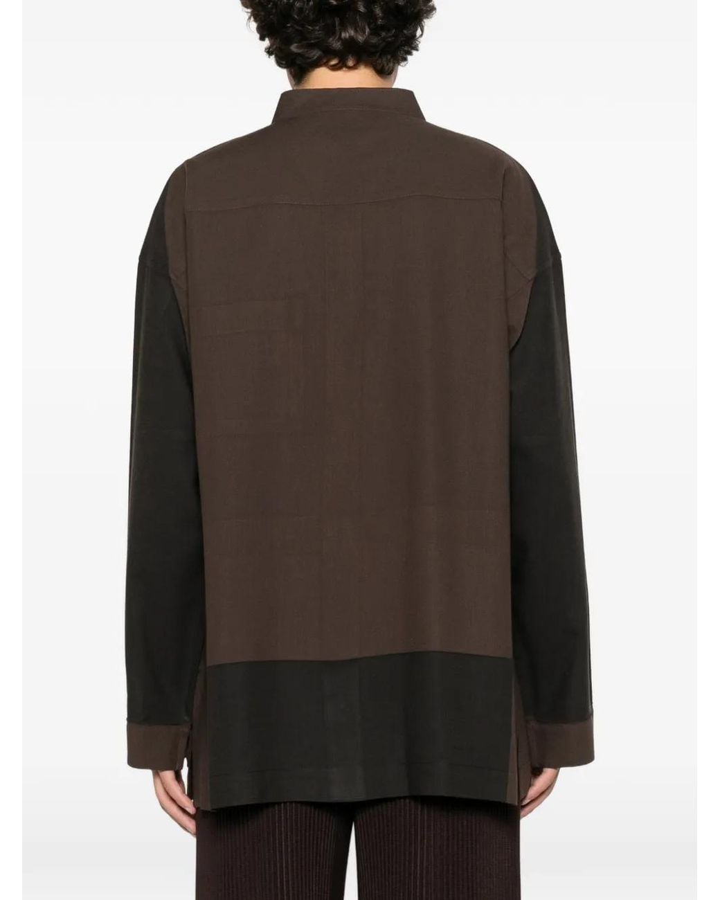 Homme Plissé Issey Miyake Black Colour-Block Panelled Shirt for men