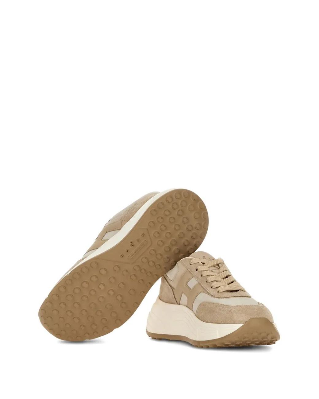 Hogan Natural Chunky Suede Cream Leather Sneakers