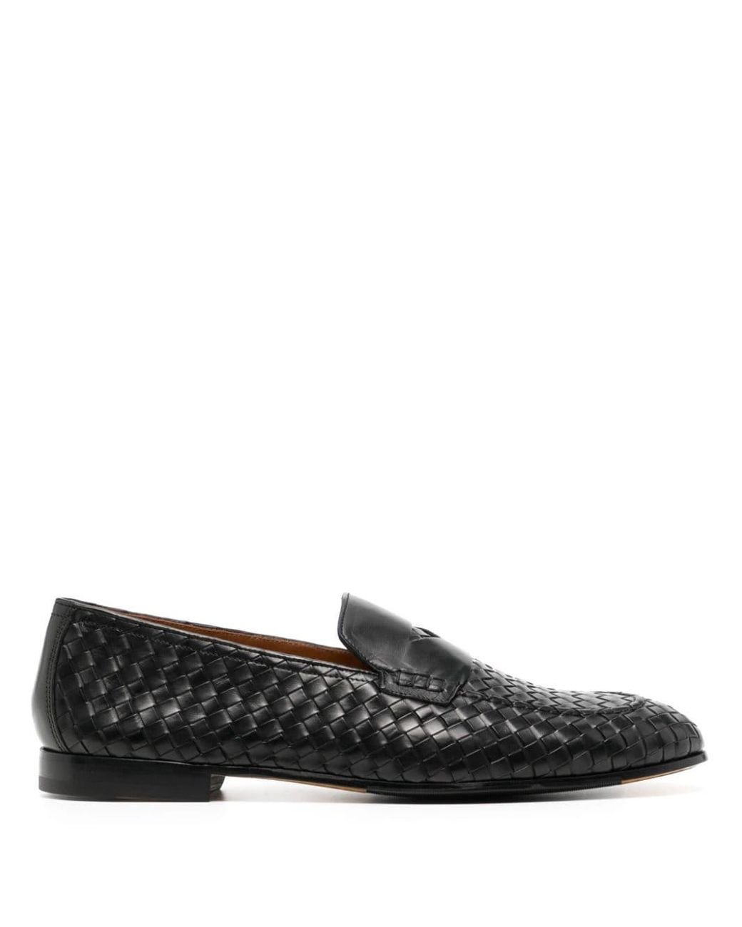 Doucal s Woven Leather Penny Loafers in Black for Men Lyst Canada