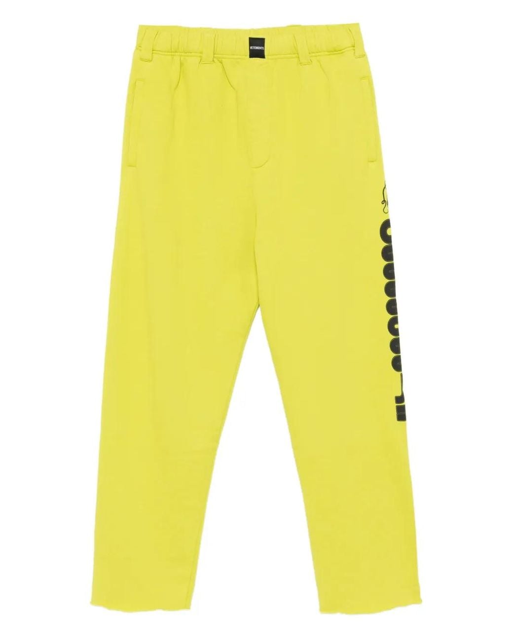 Vetements Yellow Graphic-Print Cotton Trousers for men