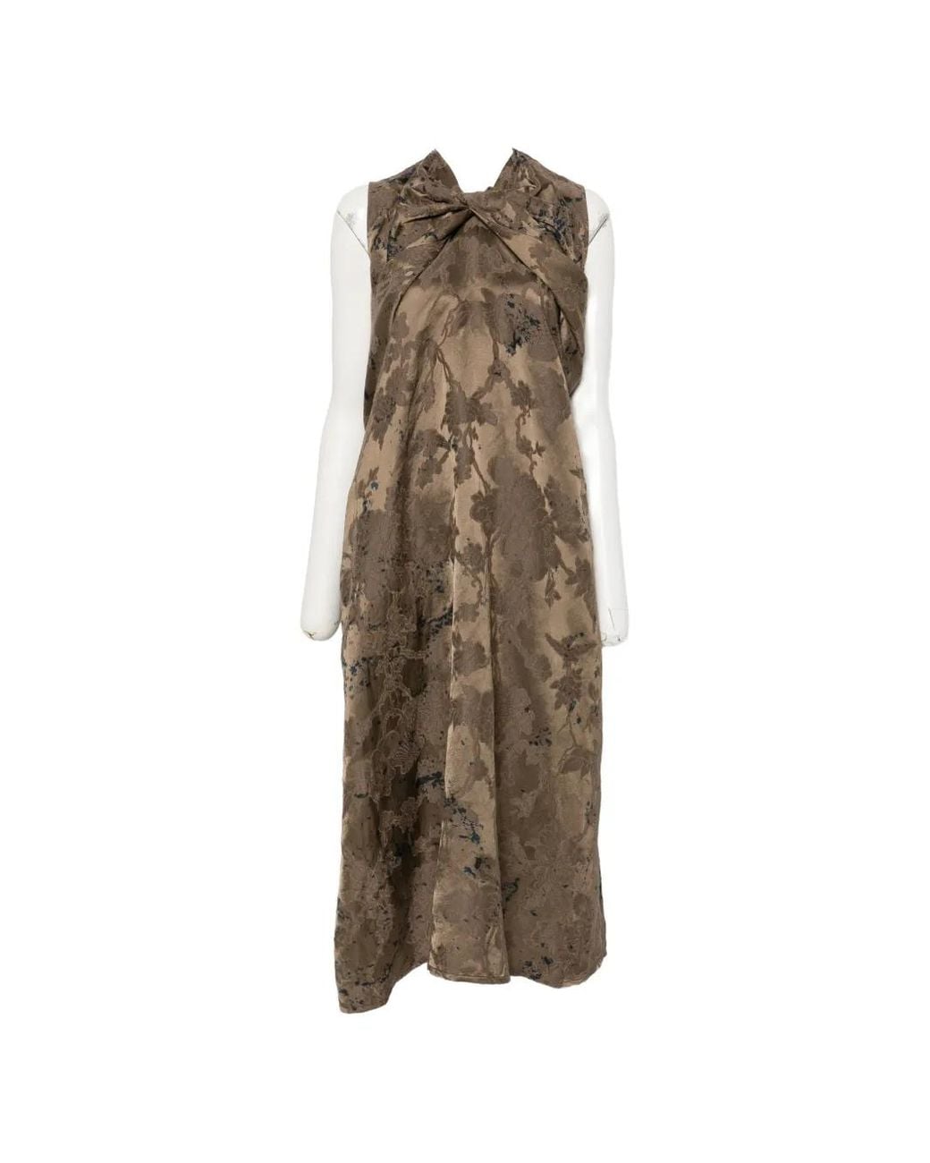 Uma Wang Natural Floral-Print Draped Maxi Dress