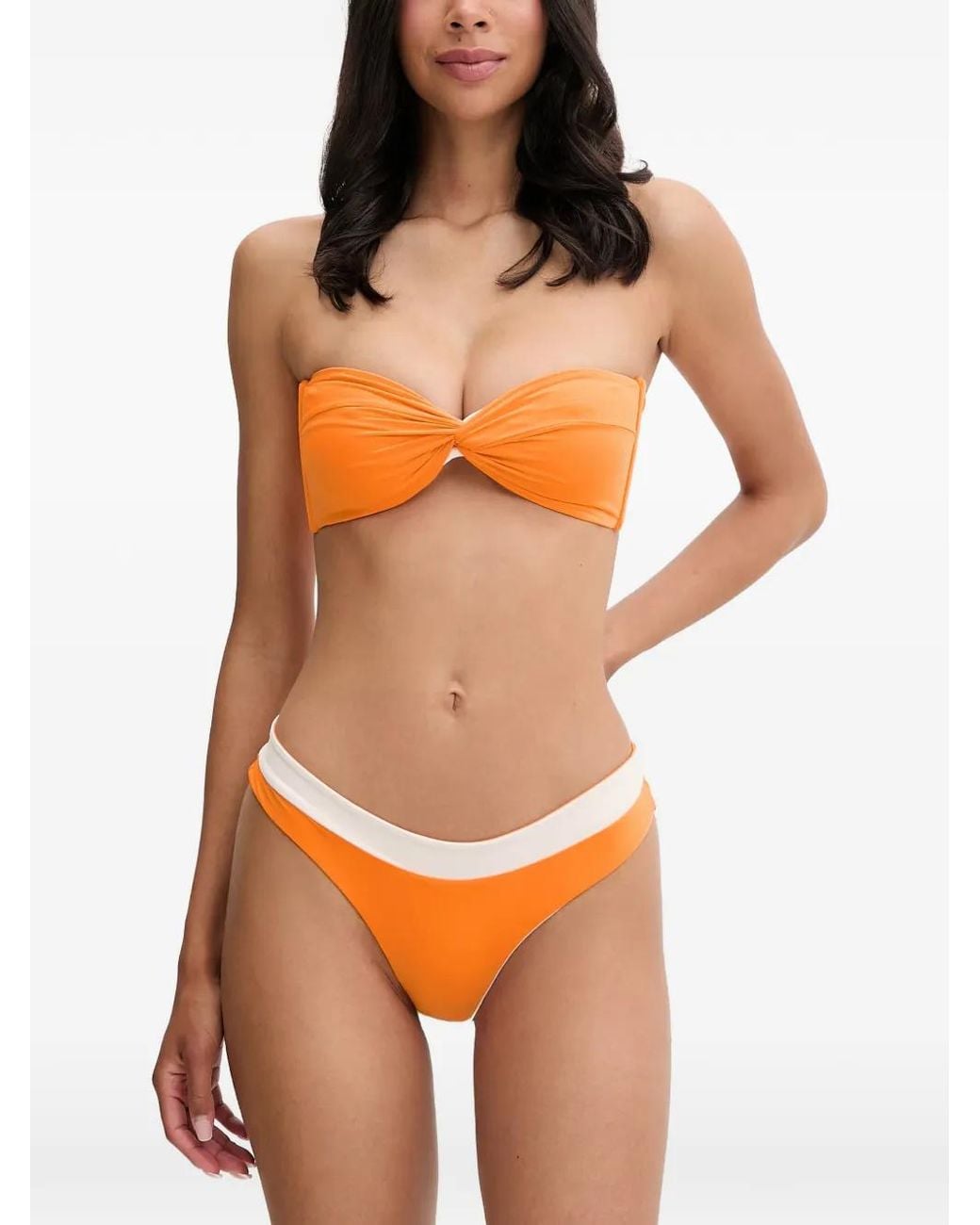 Bondeye Orange Ora Twist-Front Bandeau Bikini Top