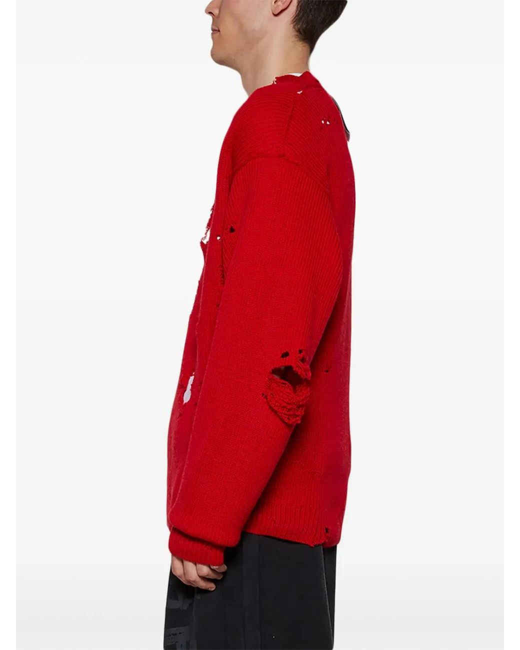Vetements Red Destroyed Jumper for men