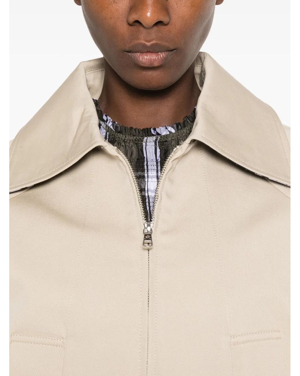 Patou Natural Zip-Fastening Pointed-Collar Jacket