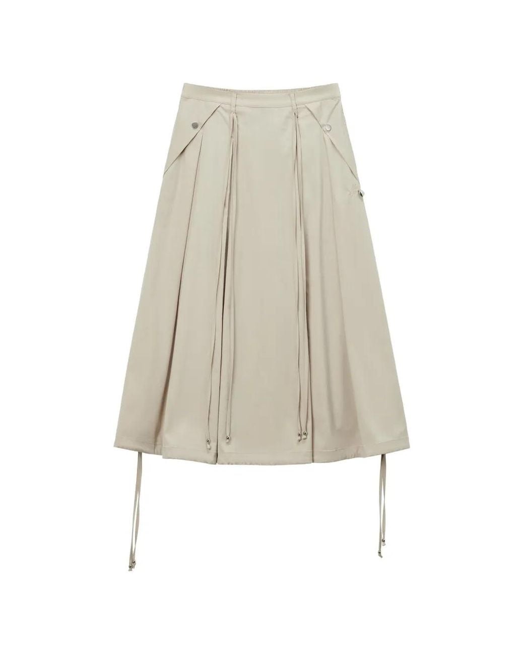 Musium Div. White Pleated Midi Skirt
